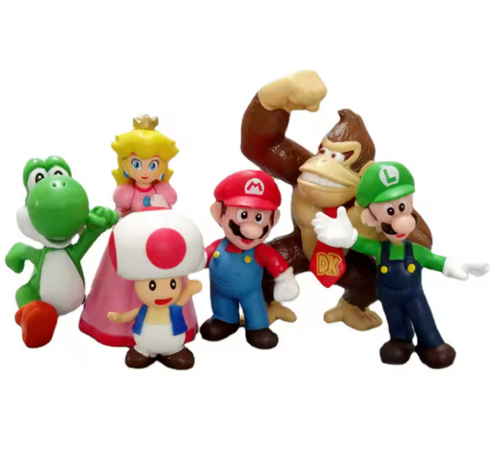 SUPER MARIO BROTHERS – PVC ACTION FIGURES- 6 PIECE SET- NEXT DAY FREE SHIPPING
