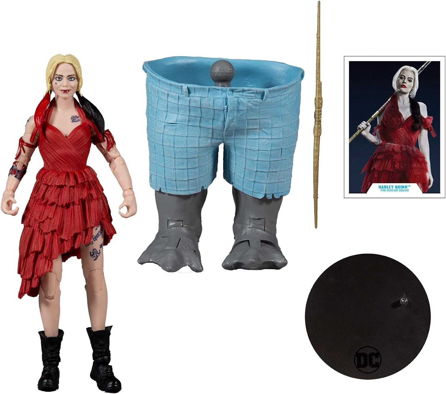 McFarlane DC Suicide Squad Harley Quinn 7” Action Figure Build-A-King Shark NIB