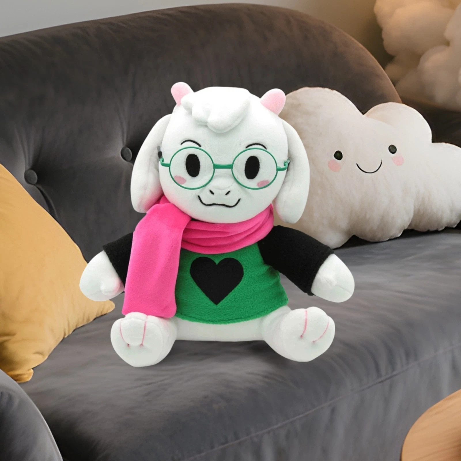 Deltarune Ralsei Plush With No Hat green Fur Glasses & Scarf Fashion Plush Toy