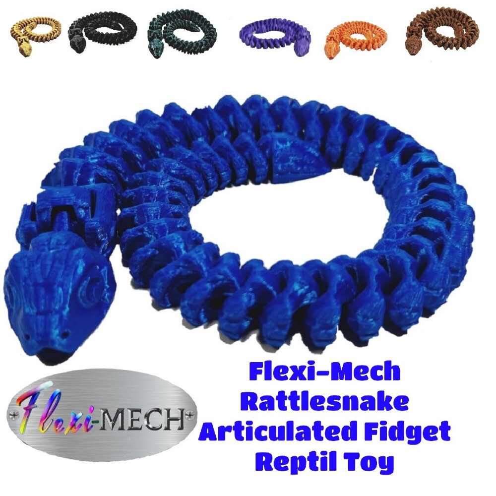 Flexi-Mech RattleSnake Fully Articulated Mechanical 3d Printed Fidget Toy Choose