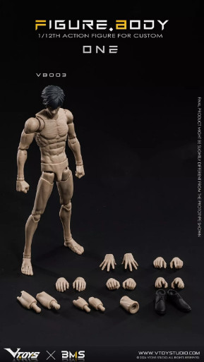 VTOYS X BMS 1/12 VB003 Male Tan Flexible Doll 6&Prime;Figure Jointed Body &Head