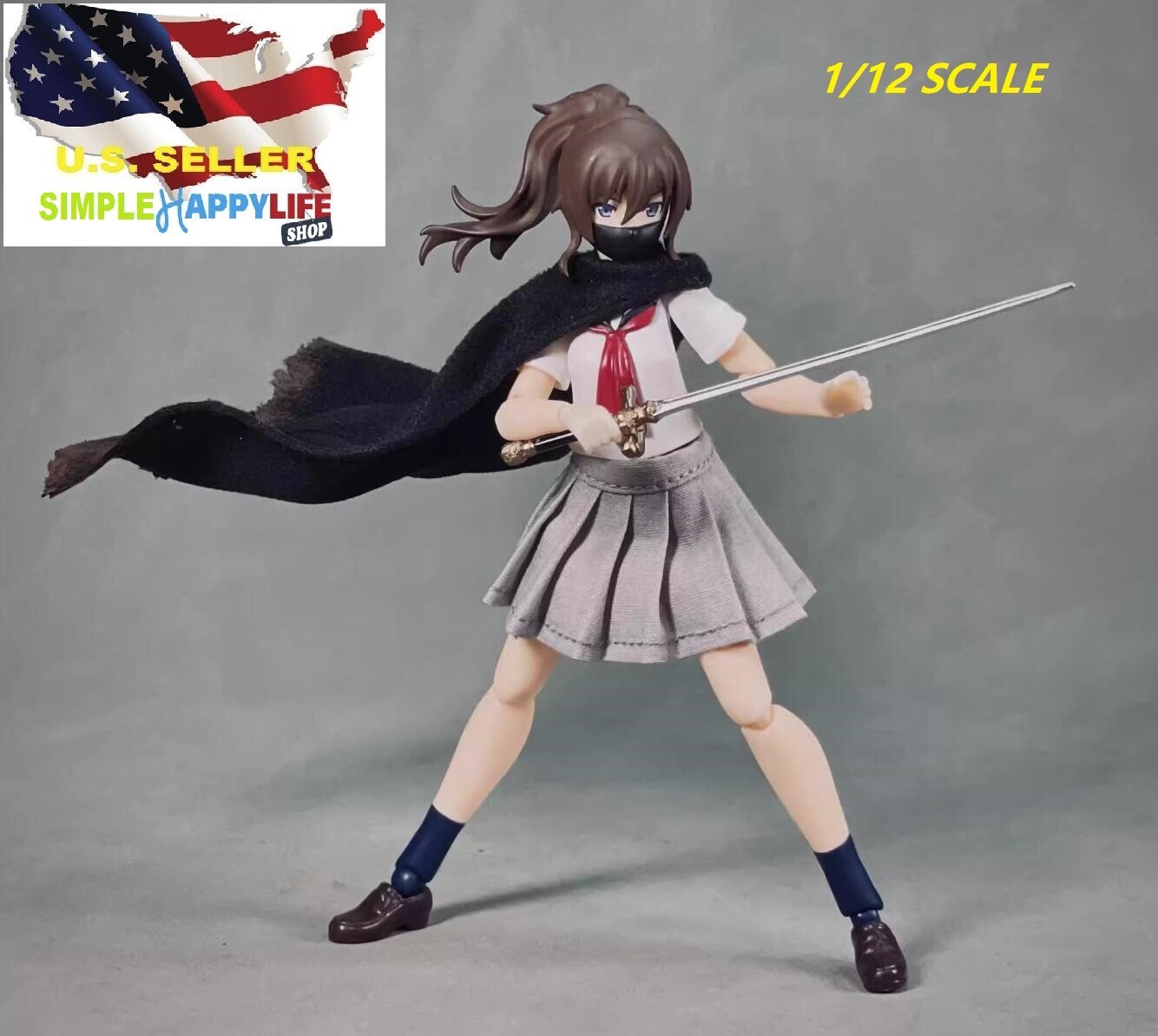 1/12 scale black cape Wire cloak for 6&Prime; figure SHF Nota Mezco MixMax PHICEN❶USA❶