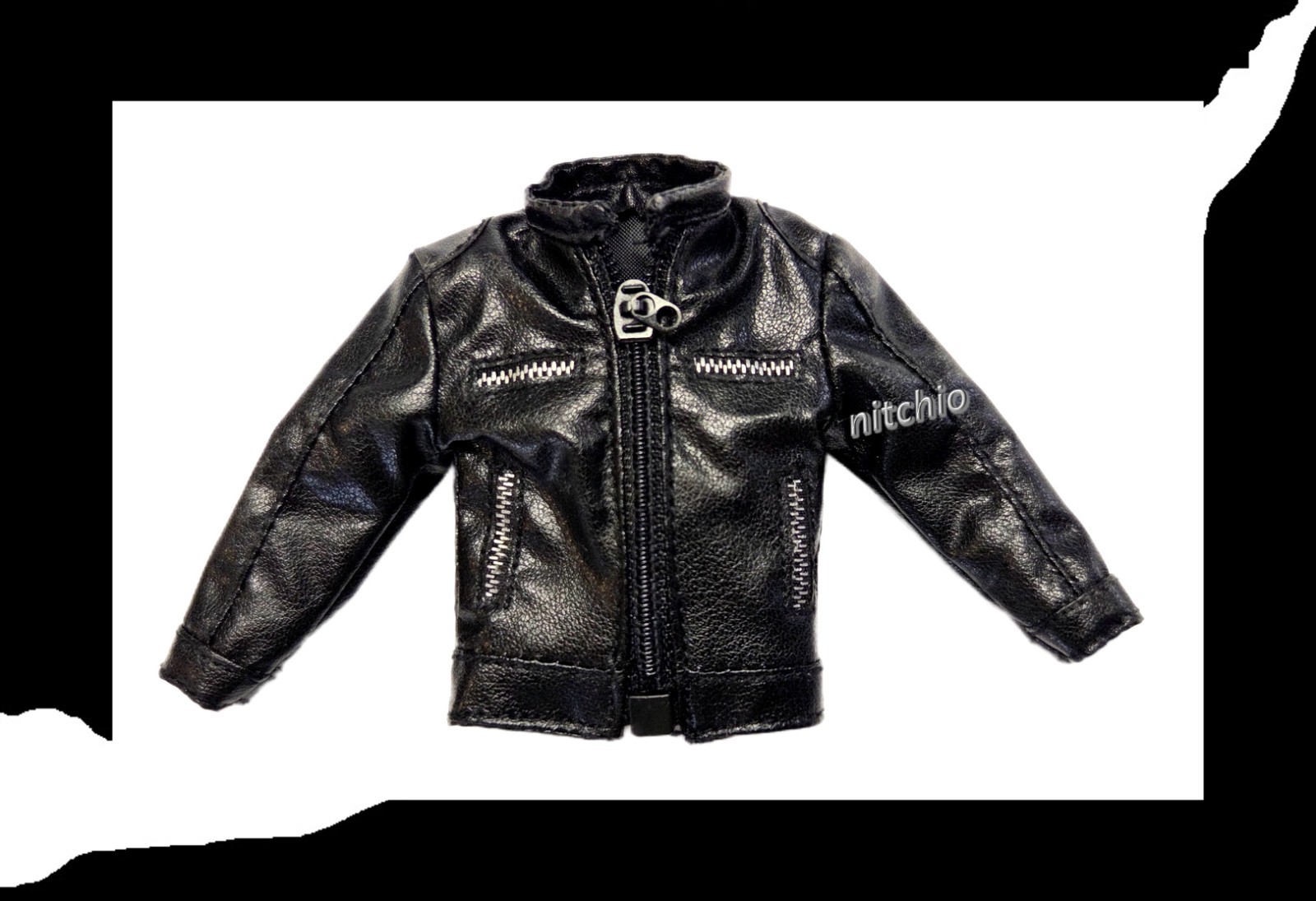 Mezco One:12 Cuzin Eddi & Bella – BLACK FAUX LEATHER BIKER JACKET 1/12 Scale