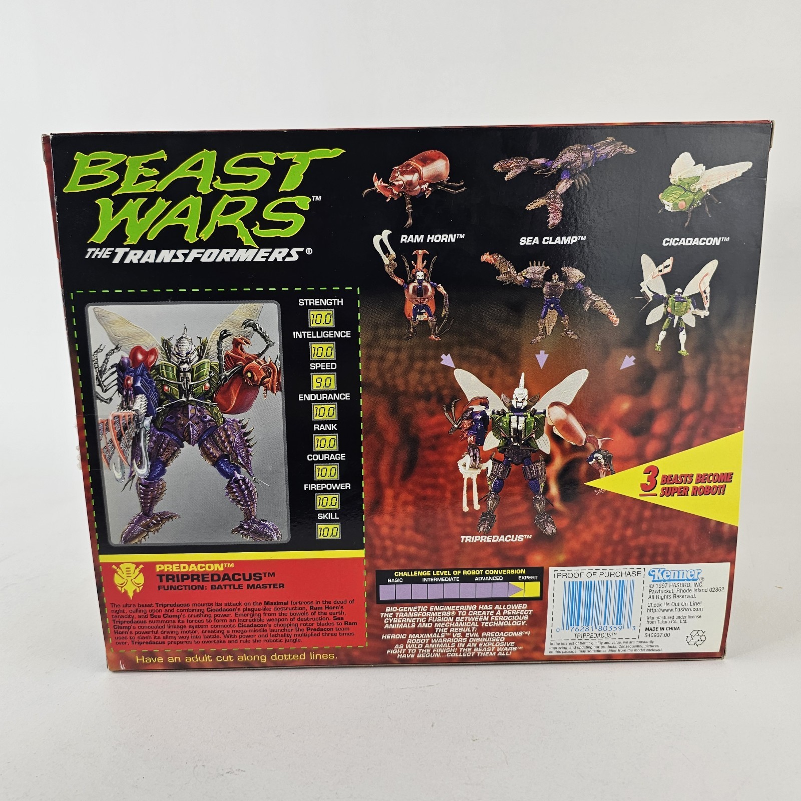 Transformers Beast Wars Evil Predacon Tripredacus Figure Kenner 1996 Vintage