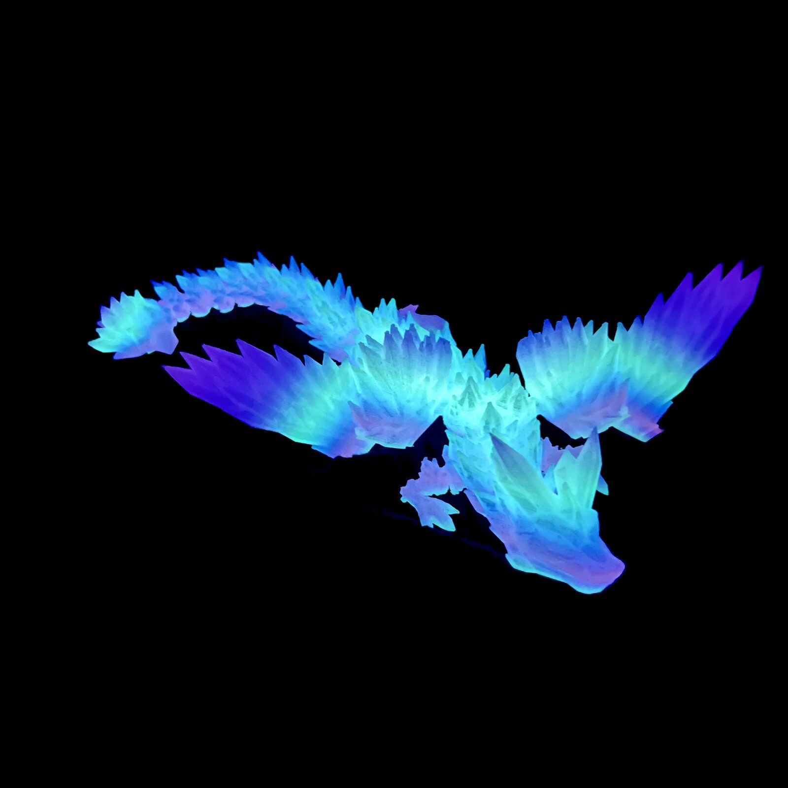 Magic Glow Winged Crystal Dragon Articulated Rainbow 3D Printed Fidget Toy Model