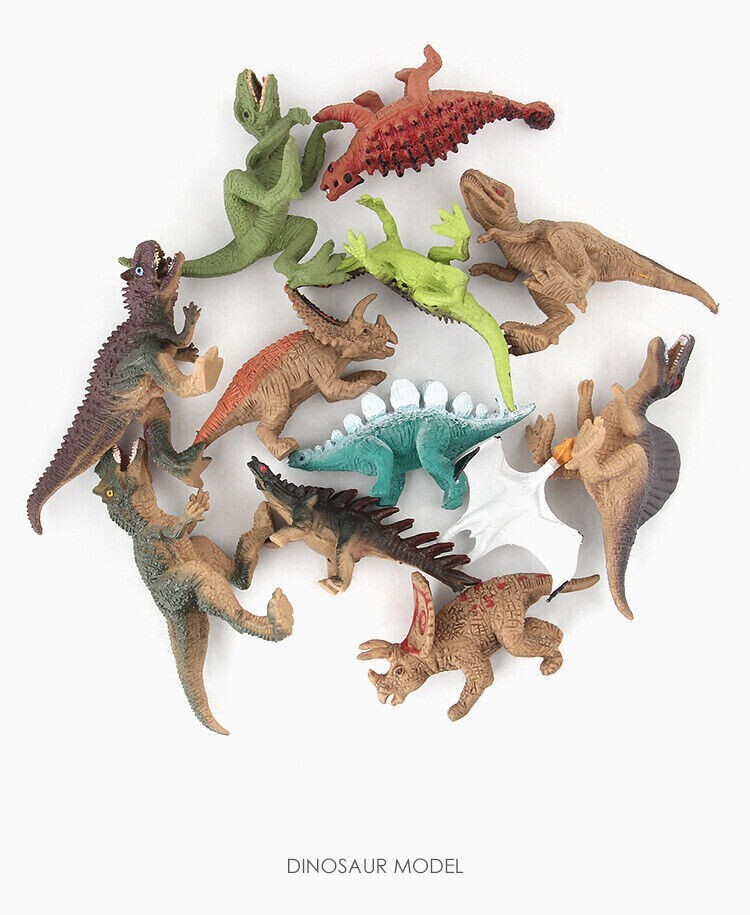 12 pcs Unique Realistic Dinosaur Figures Jurassic Park Dino Toy Assort Lot T-Rex
