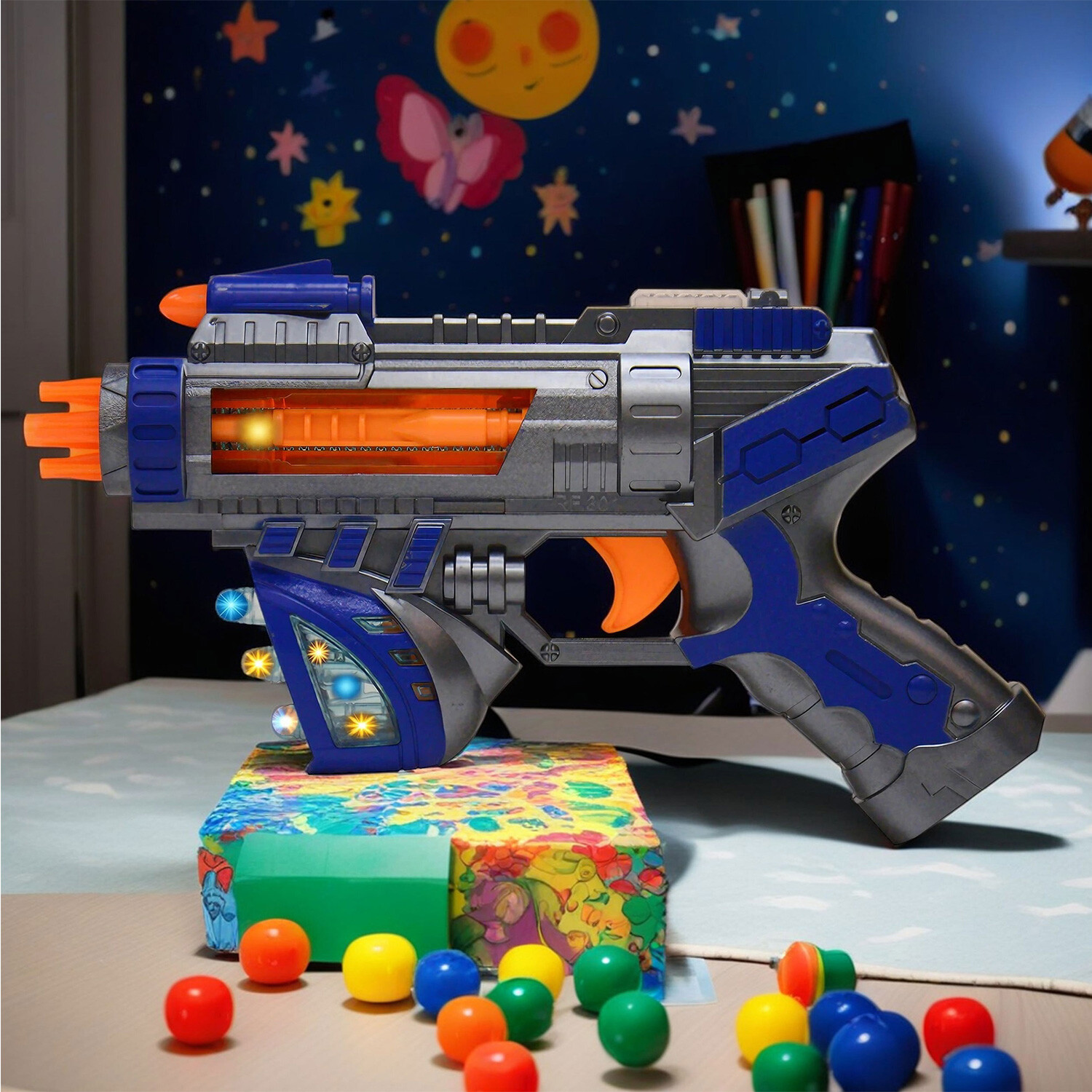 Light Up Space Infinity Blaster Toy Gun Pistol w/ Flashing Light Sound Kids Gift