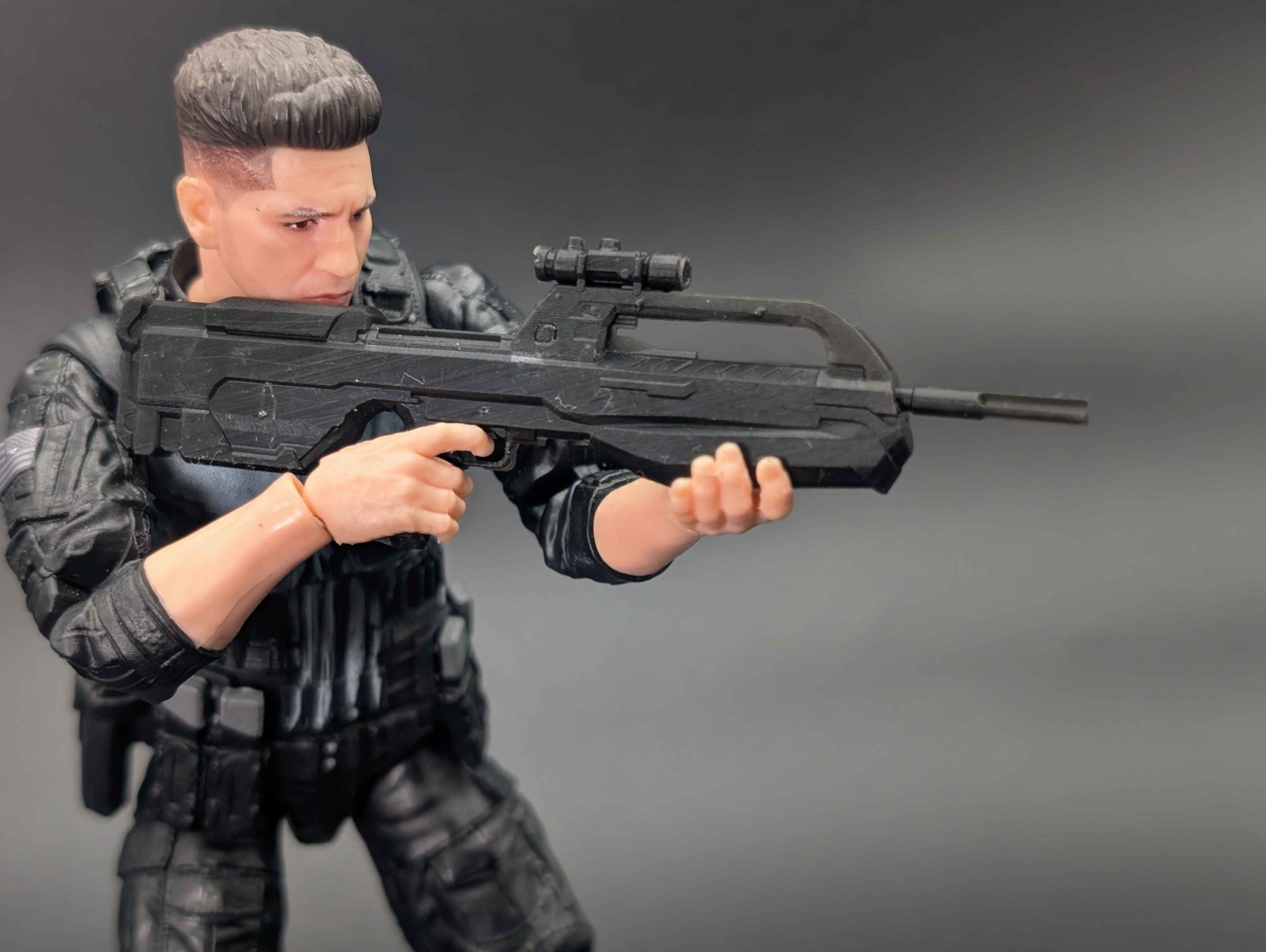 1/12 scale 3D printed halo BR55 rifle for classified valaverse marvel legends