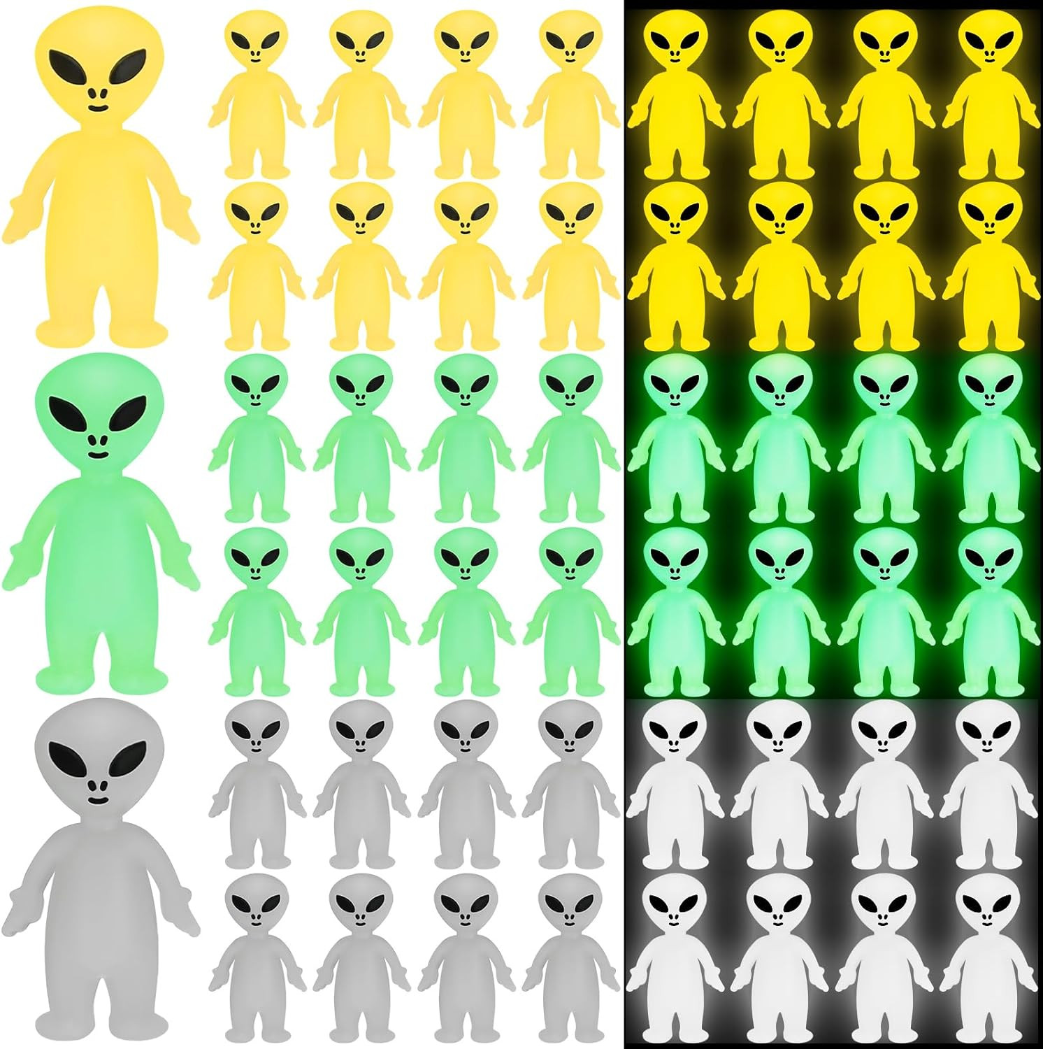 30 Pcs Mini Alien Figures Bulk Glow in the Dark Small Little Tiny Aliens Figurin
