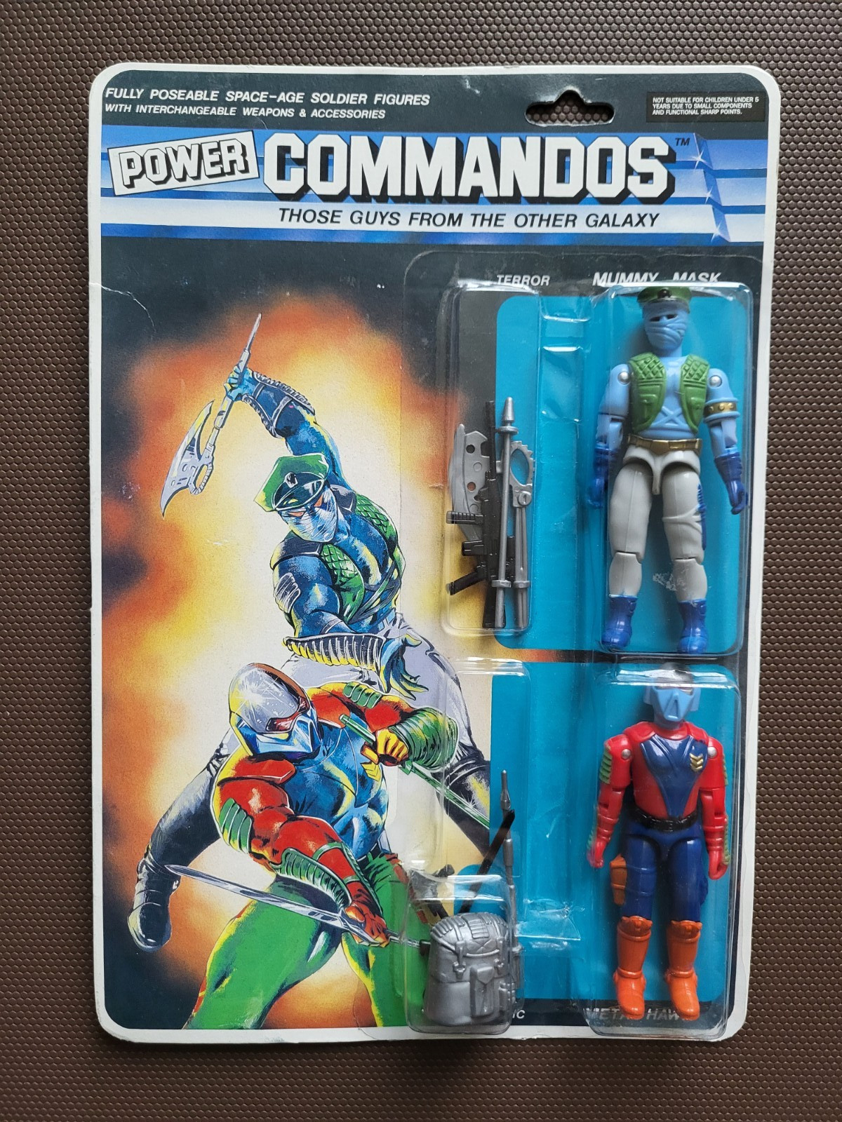 Mummy Mask Metal Hawk 2 Pack 1992 POWER COMMANDOS Lucky Bell MOC NEW Sealed