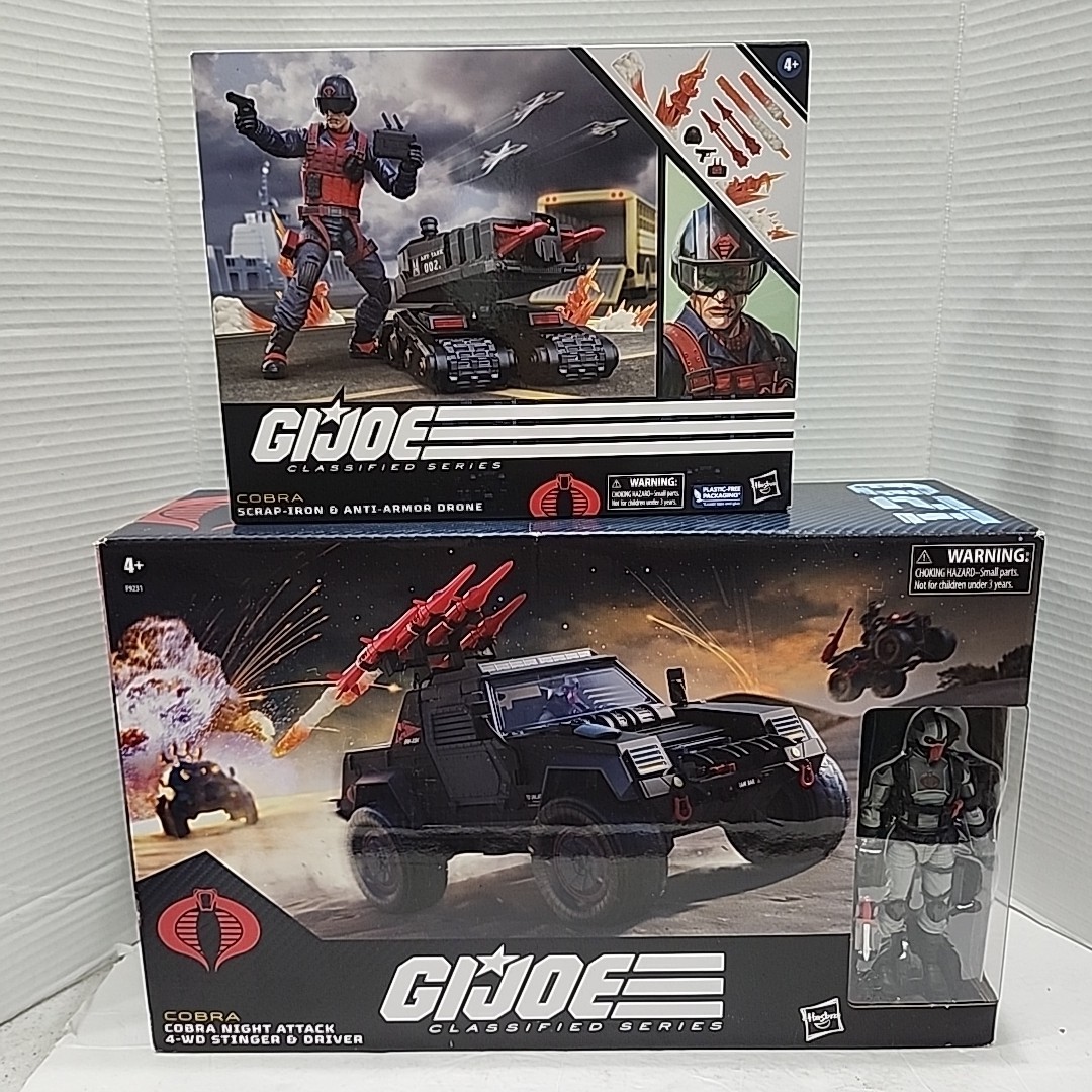 GI Joe Classified Cobra Stinger With Driver Figur + Scrap Iron Anti Armor Drone