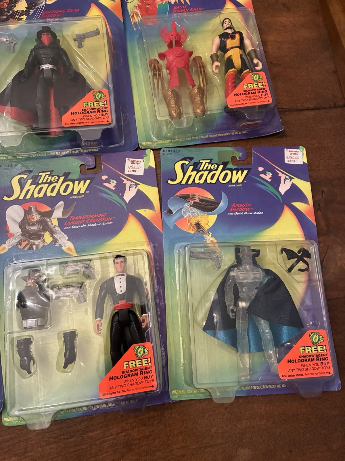 6 Different Unopened 1994 Kenner The Shadow Action Figures Ninja, Lightning Draw