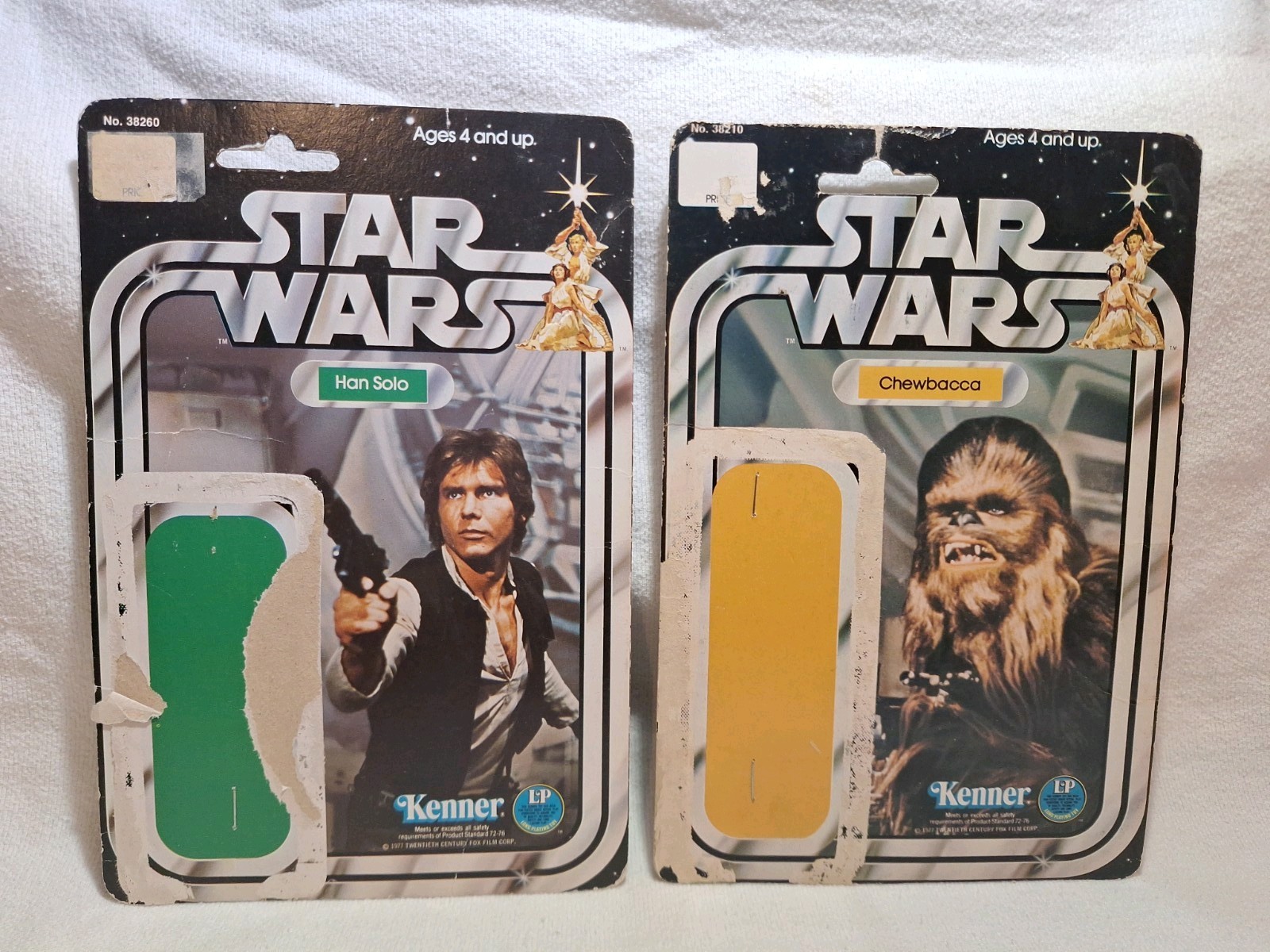 Vintage 1977 Star Wars (Cardbacks Only) Han Solo & Chewbacca Kenner Lot of 2
