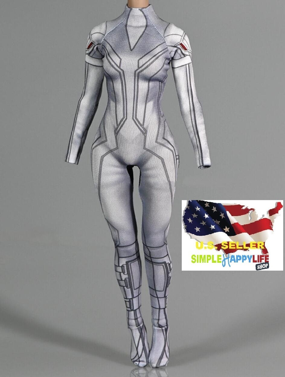 1/6 white black widow tight body suit for 12&Prime; female figure hot toys Phicen❶USA❶