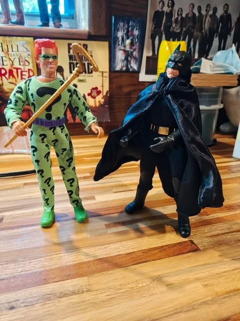 Custom Batman and Riddler 8 inch figures built on Mego body parts