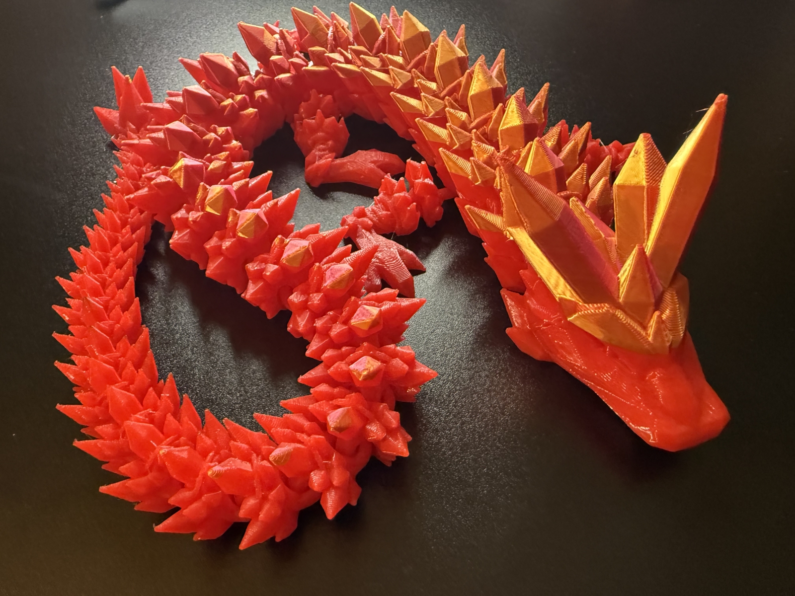Articulated Crystal Dragon 23inch Red Red/Gold