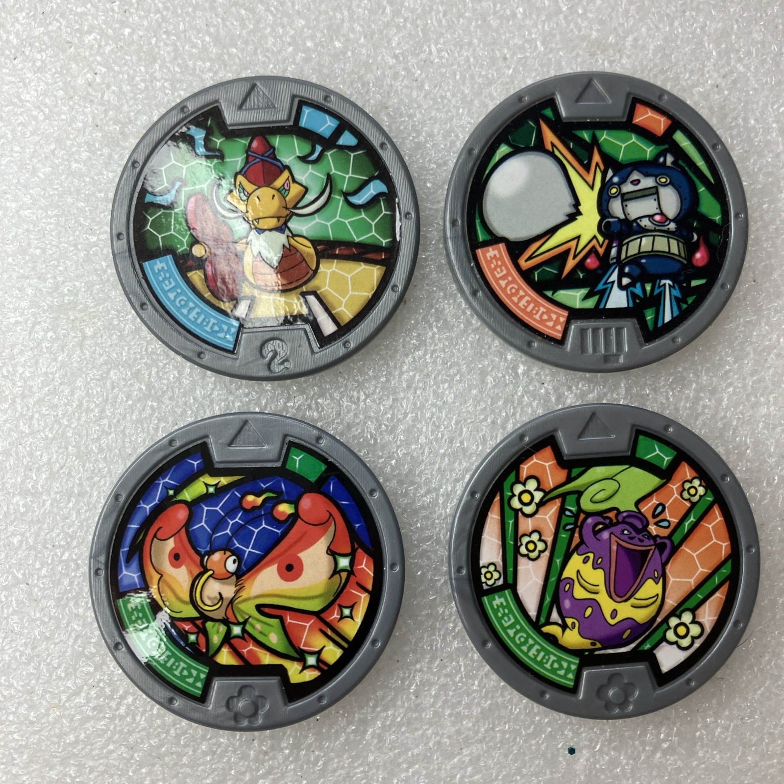 YoKai Yo-Kai Watch 4 Medals Lot Eng Ver Slitheref Enerfly Reversette Robonyan