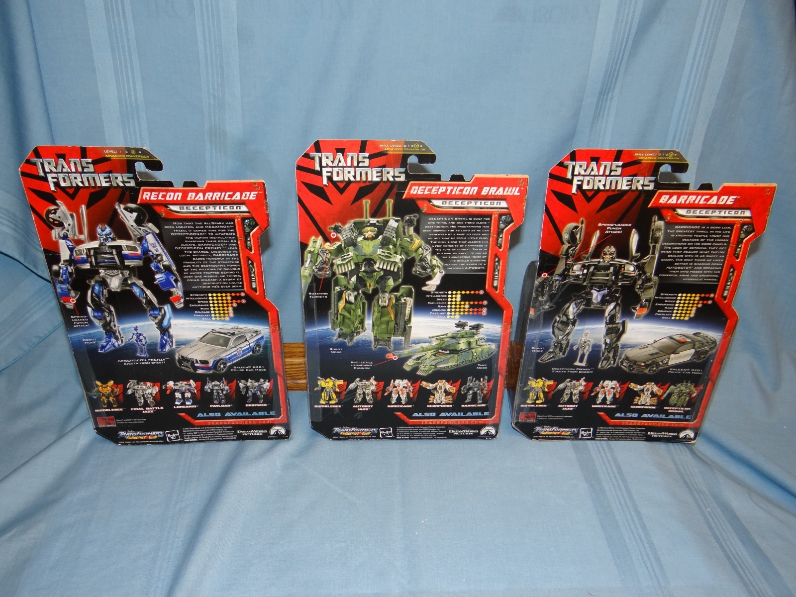 TRANSFORMERS GENERATION ONE BARRICADE, RECON BARRICADE AND BRAWL DECEPTICON SET