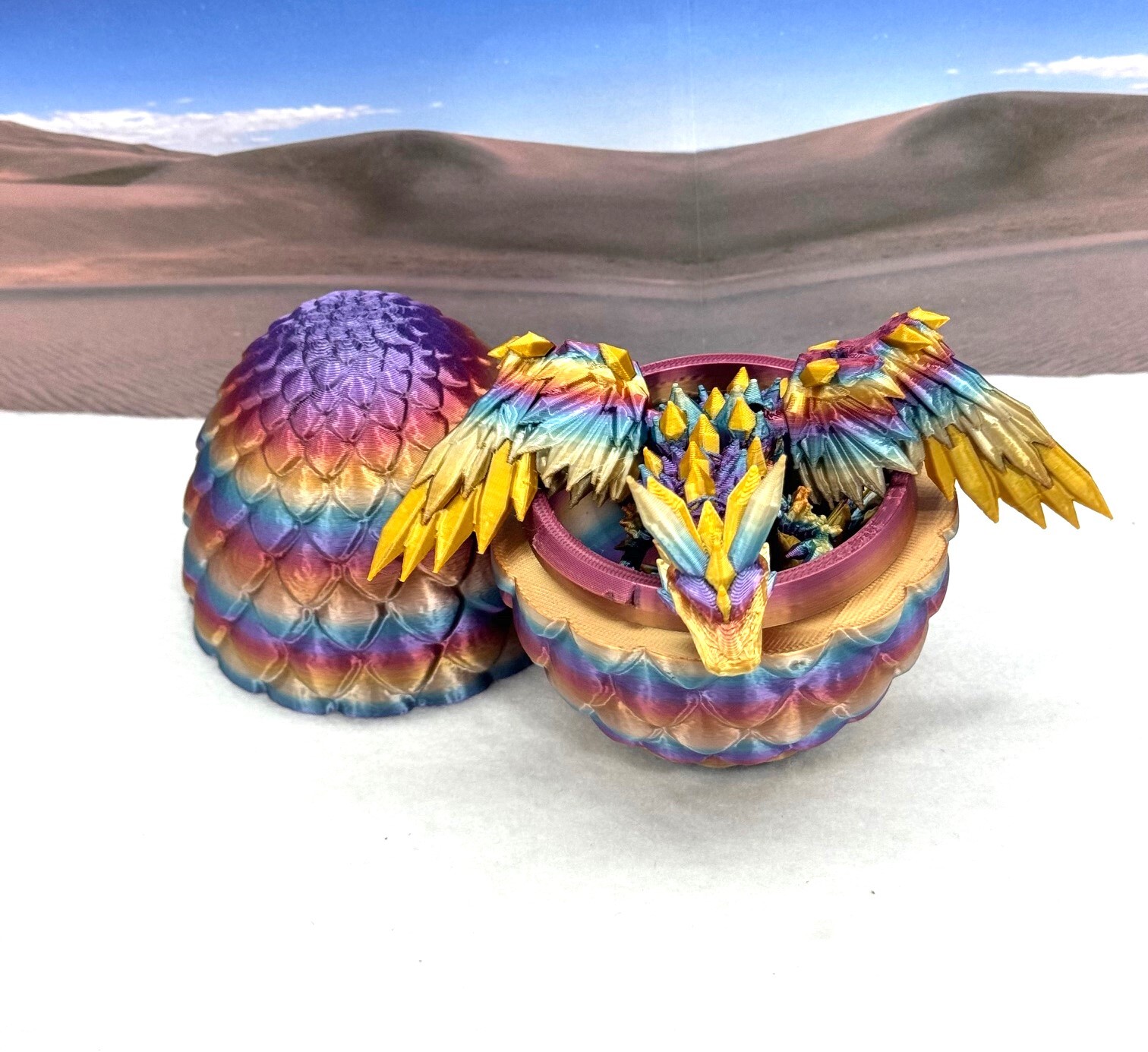 Crystal Winged Dragon with Egg 3D Printed Articulated Crystal Winged Dragon Toy