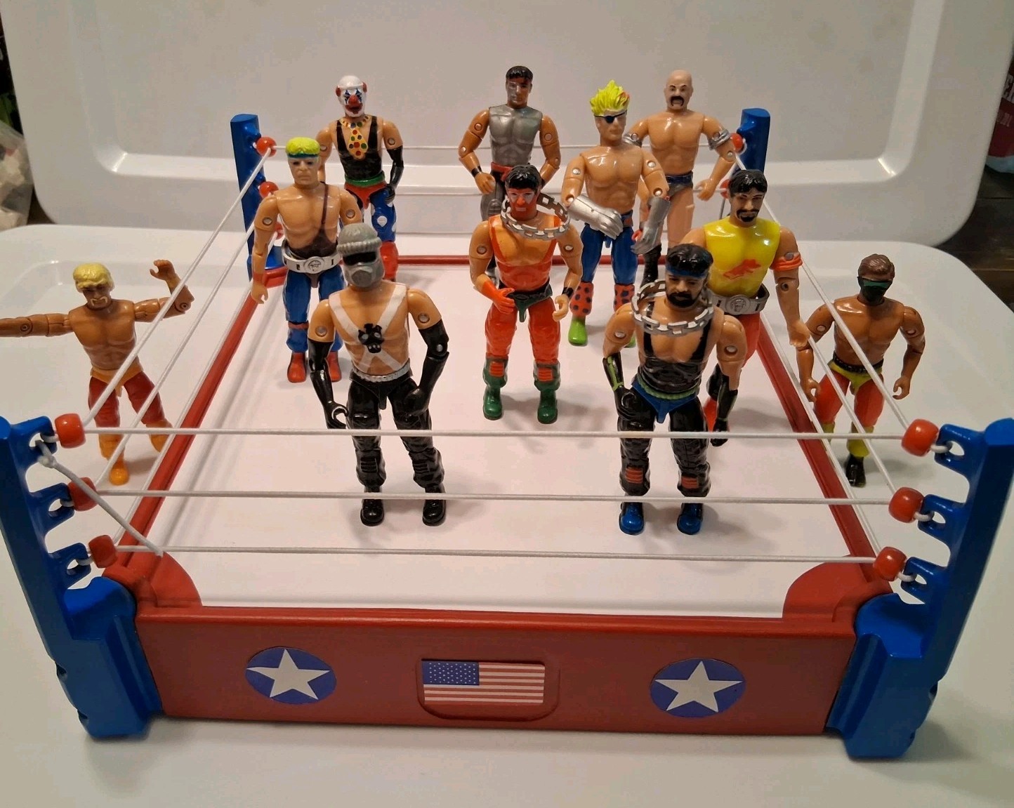 Vintage Rare Remco AAWF Wrestling Figure Lot w/Custom Figures & 3D Ring WWE AEW