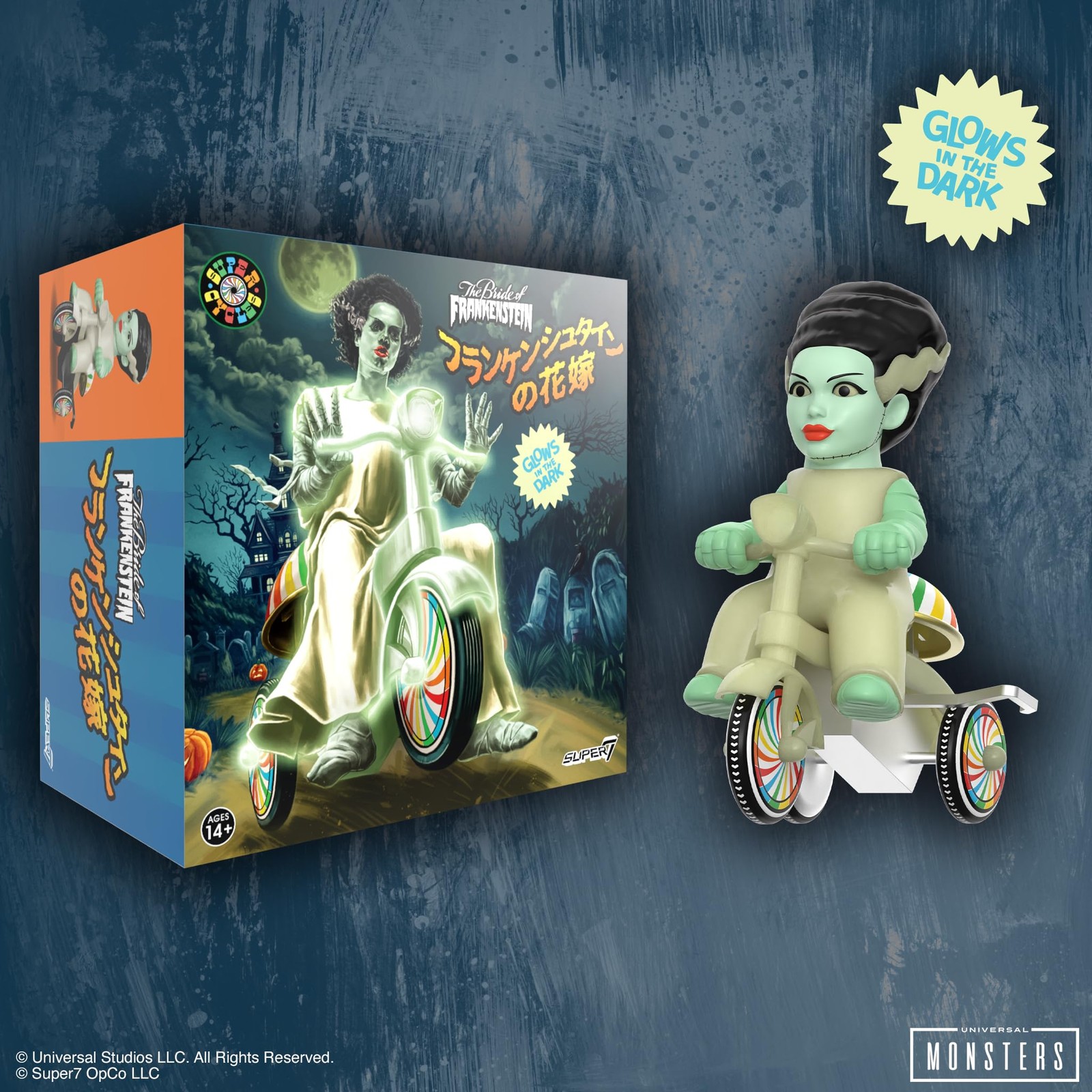 Super7 Super Cycles Universal Monsters Bride of Frankenstein with Wind-Up Glow T
