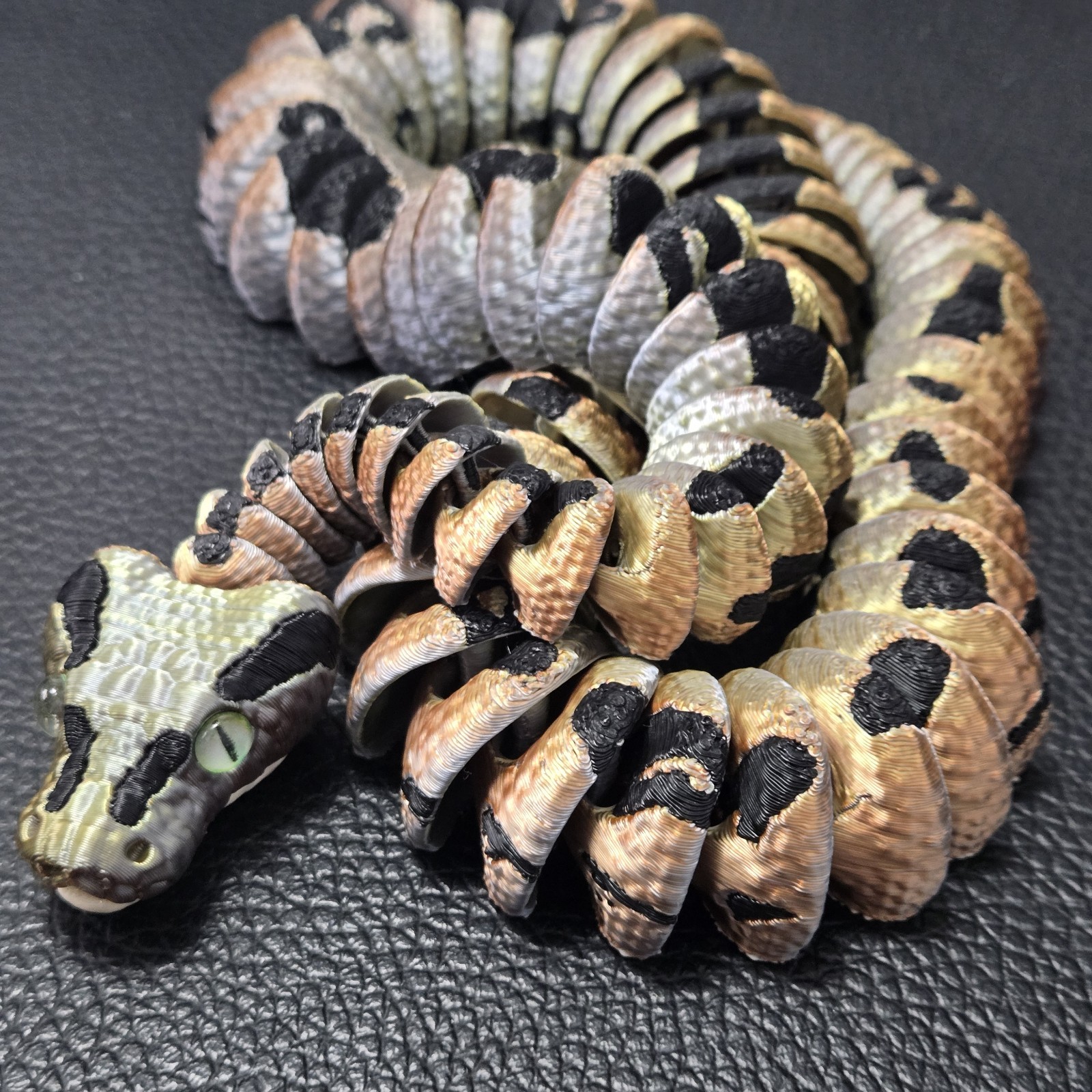 Ball Python snake Articulated Figure 3D Print Handmade Novelty Collectable 22&Prime;