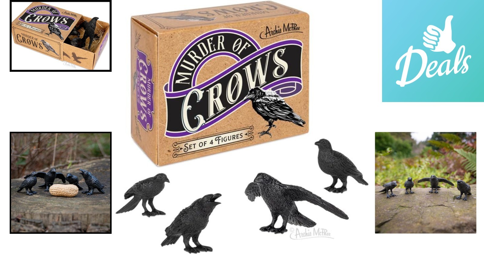 Whimsical Black Crow Figure Set | Perfect Housewarming Gift for All Ages