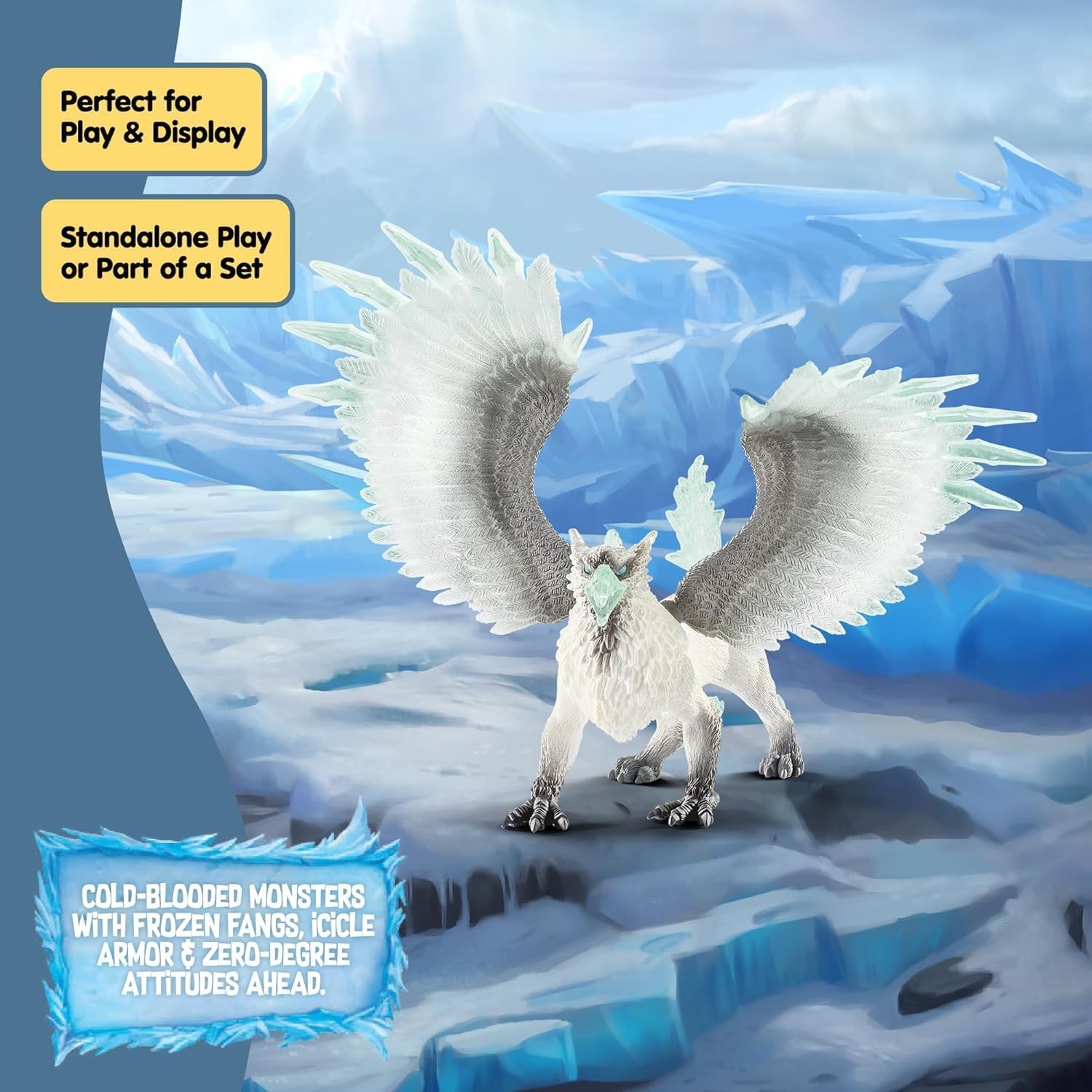 Schleich Eldrador Creatures – 13&Prime; Ice Griffin Toy – Movable Wing Dragon Figure