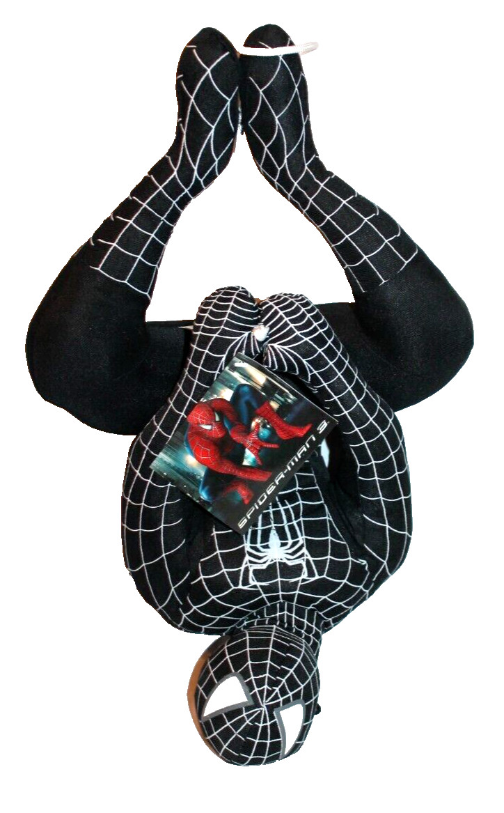 NEW WITH TAG 2006 Black Spiderman 3 Toy Factory Hanging Upside Down 18&Prime; Plush