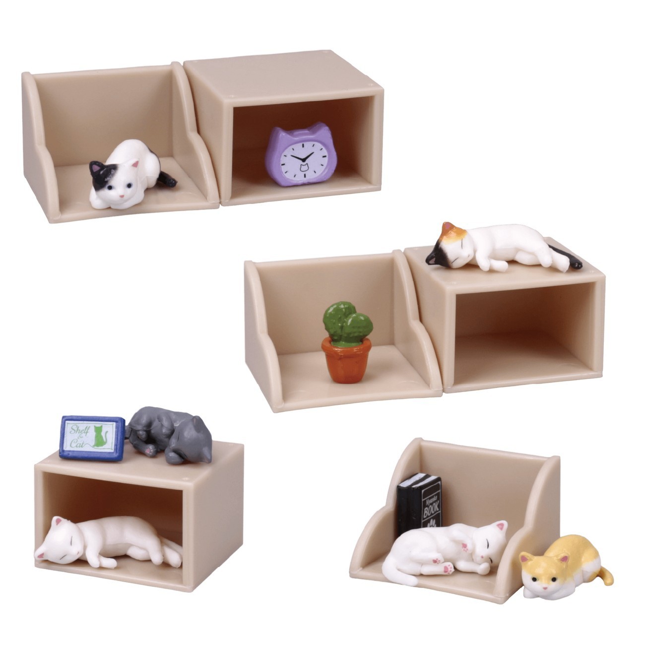 Book Shelf Cat Mini Mystery Japanese Blind Box Gacha 1 Random Capsule Figure