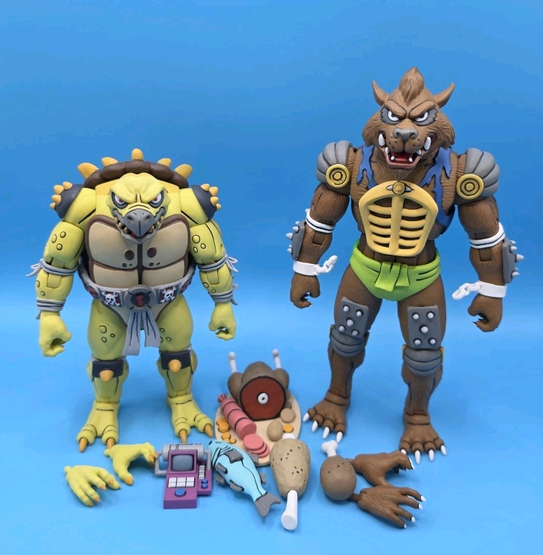 NECA TMNT Teenage Mutant Ninja Turtles Cartoon Tokka And Rahzar 2 Pack Complete