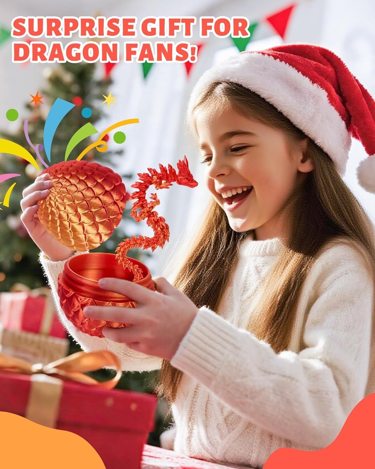 12&Prime; 3D Printed Dragon Egg, Cool 3D Printer Articulated Crystal Dragon Toys fo…
