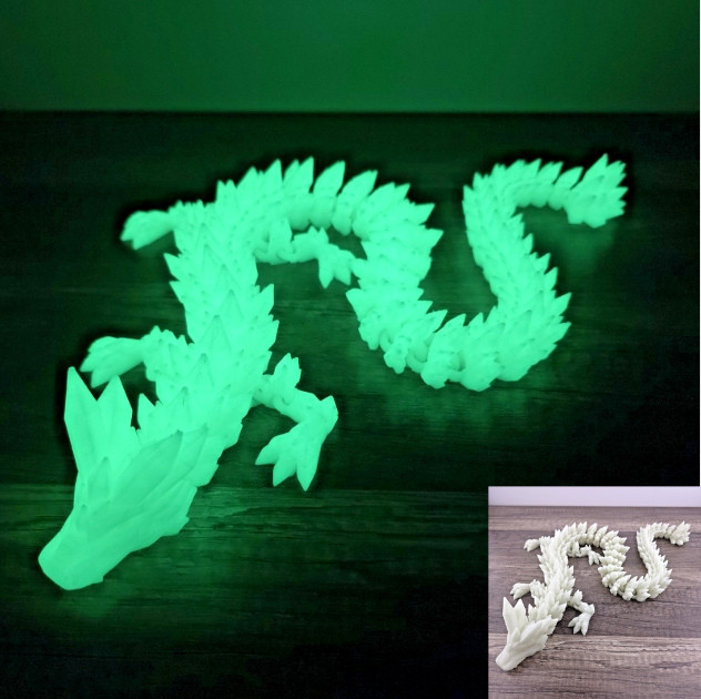 Glow in the Dark Crystal Dragon – 26&Prime; Articulated Flexi Dragon