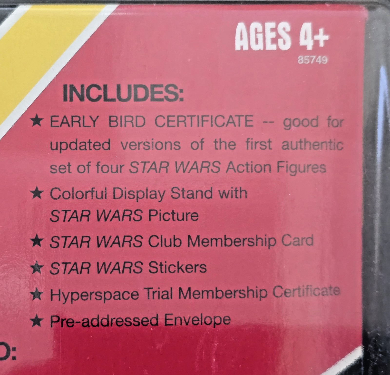 Star Wars Vintage Kenner Hasbro EARLY BIRD CERTIFICATE PACKAGE USA Sealed 2005