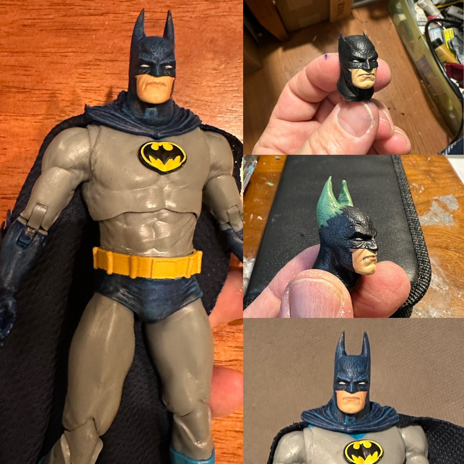 Custom McFarlane Batman Year 2 Figure Rare Cowl Unmasked Headswap W/ Base LOOK!!