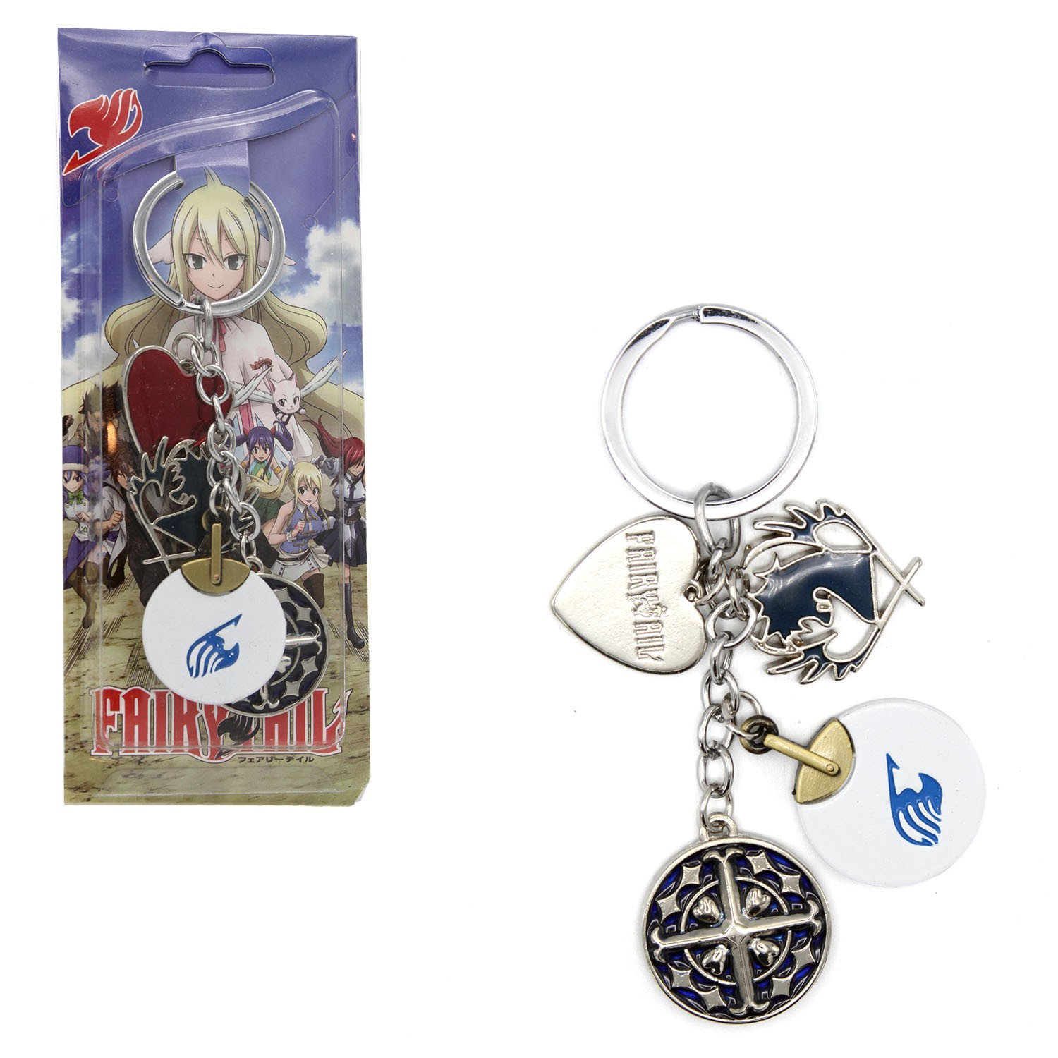 ITEMS Fairy Tail 1 in. 4 Pcs. Key Chain Set (Heart Guild Anime KeyChain Charm)