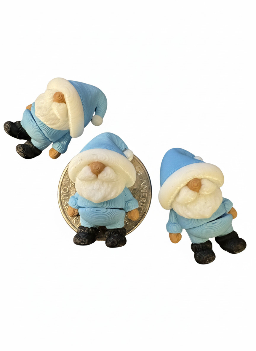 Mini Flexi Gnome – Articulated 3D Printed Fidget Toy | Cute Desk Decor