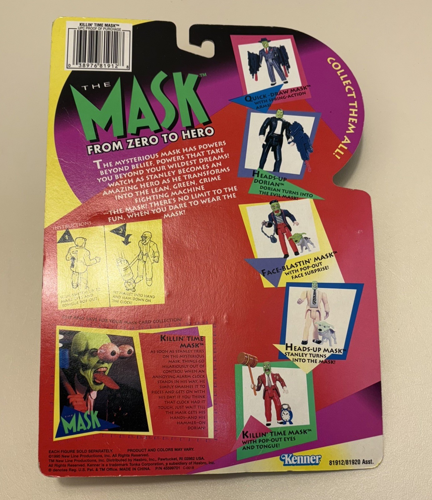 The Mask From Hero to Zero Killin Time Mask Vintage 1995 Figure MOC Kenner