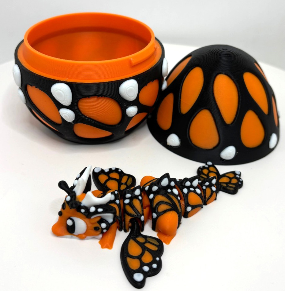 3D Printed Flexible Butterfly Dragon with Matching Egg – Perfect for Gifting and