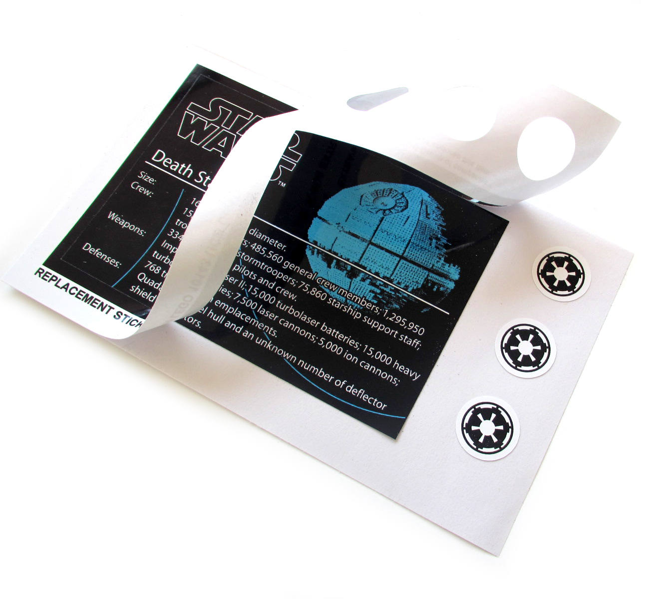 CUSTOM REPLACEMENT STICKERS for STAR WARS Set 10143 DEATH STAR II + BONUS