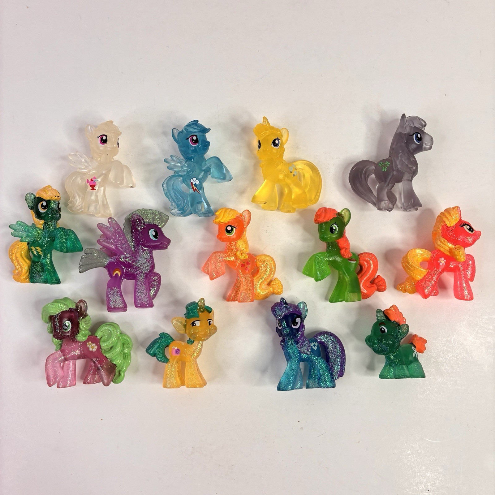 Lot of 13 My Little Pony Mini Figures Glitter Transparent Pegasus Unicorn