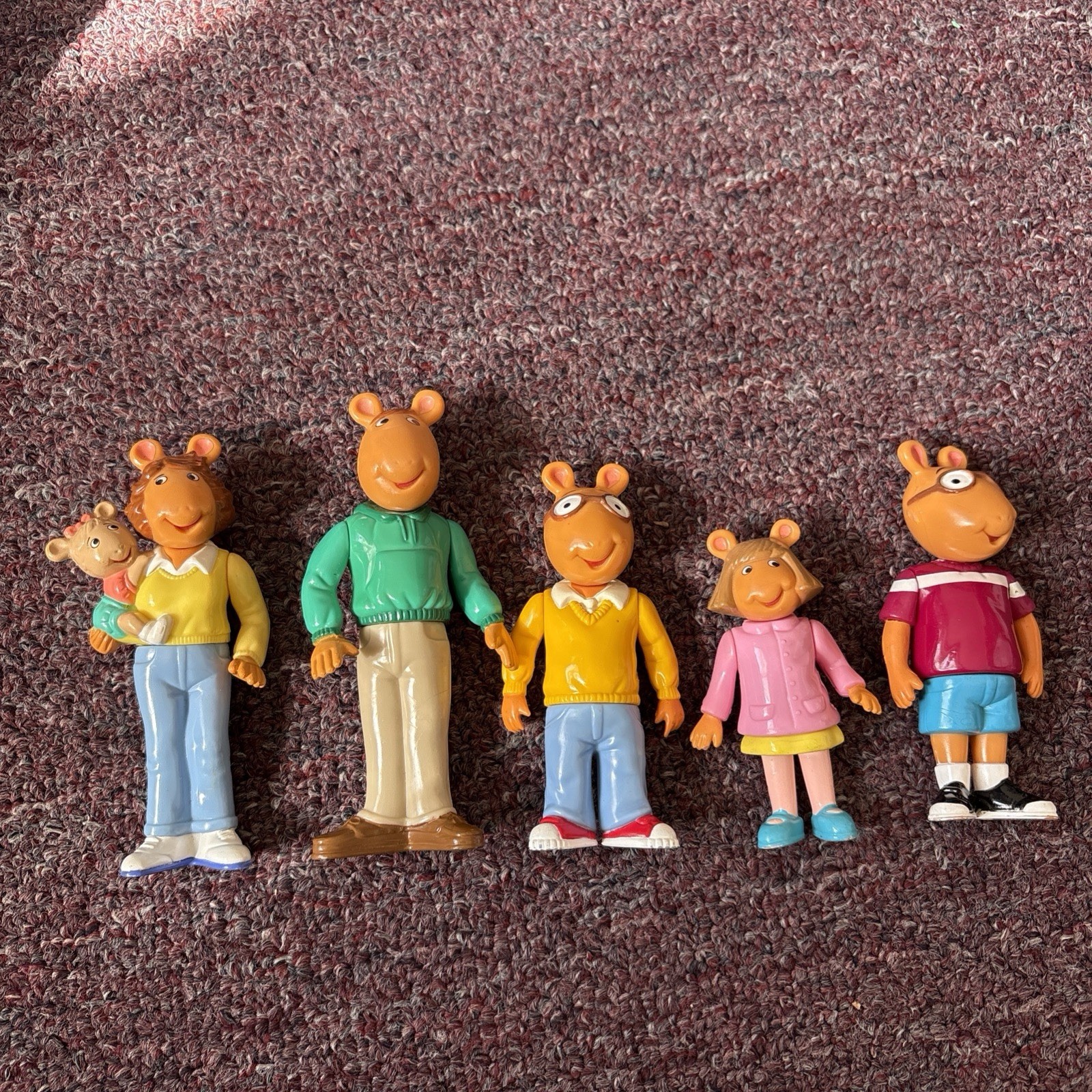 Vtg Hasbro 1996 PBS Kids Arthur Family Figurines 5 Piece Posable Figure Toy Set