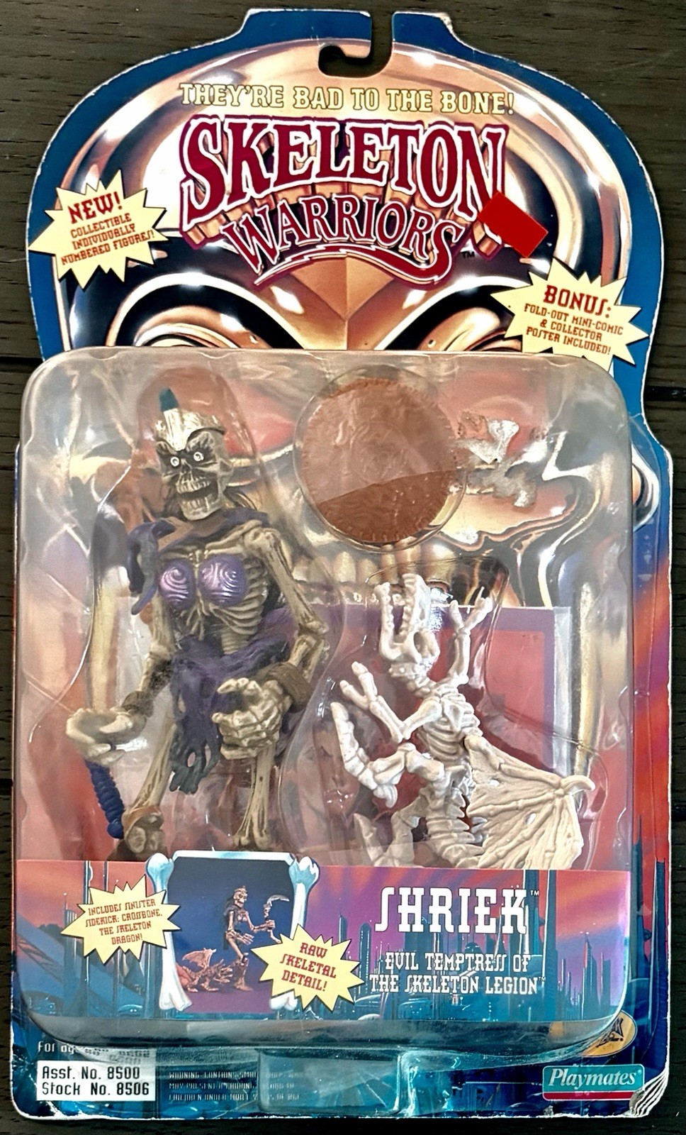 Vintage 1994 Playmates Skeleton Warriors Shriek Action Figure Sealed New