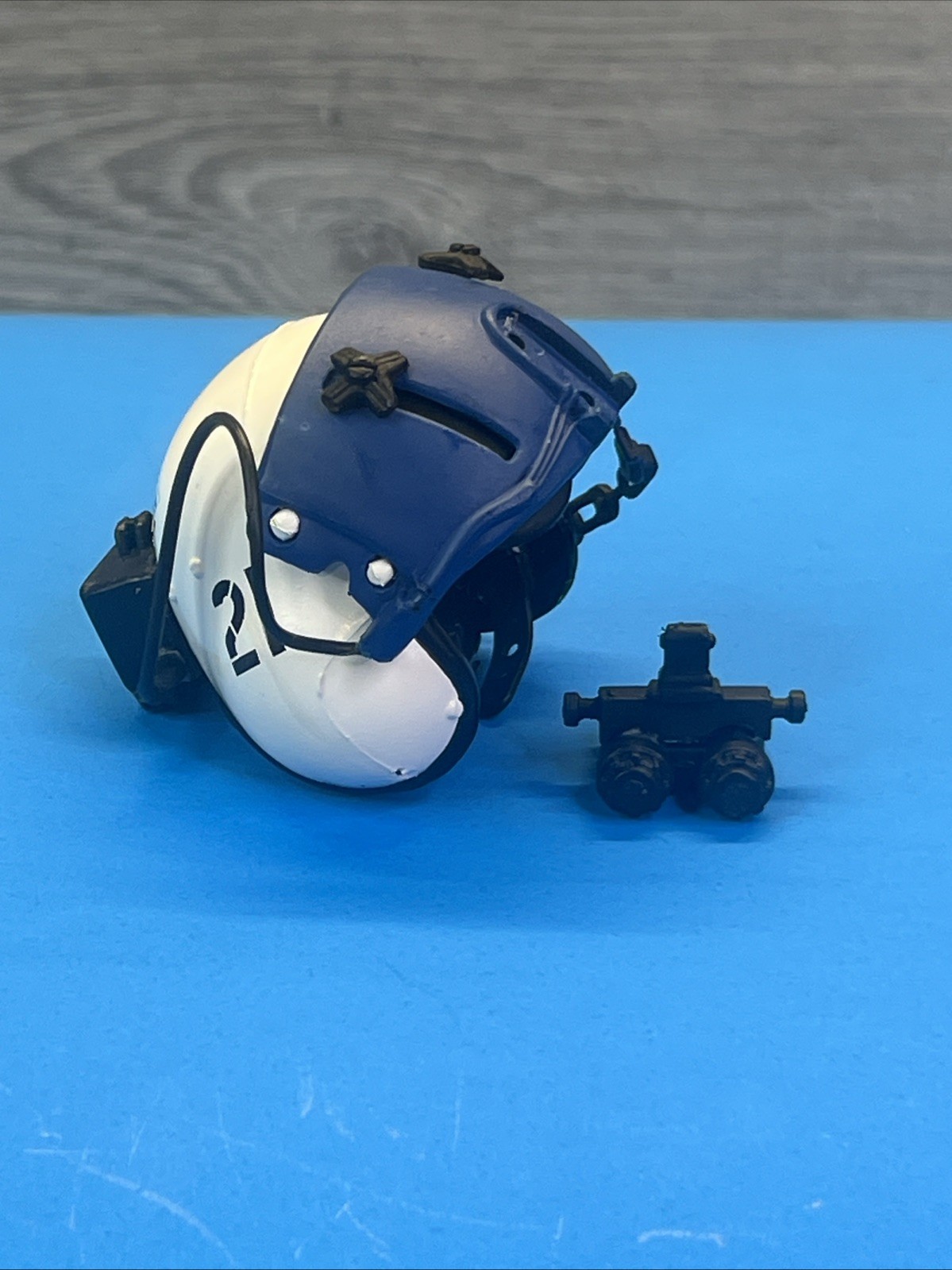 Police Helicopter Pilot Helmet 1/6 mh-602 Binoculars White Blue 21