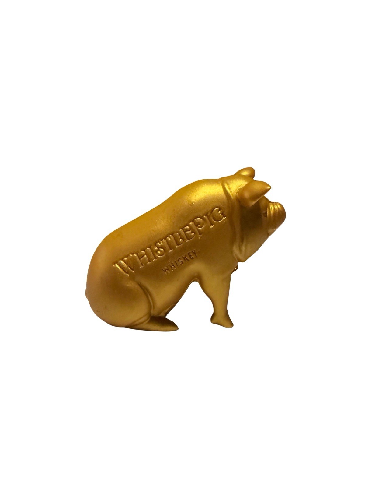 WhistlePig Whiskey Statue Pig Figure Figurine Gold Rubber Plastic Toy Advert 2&Prime;