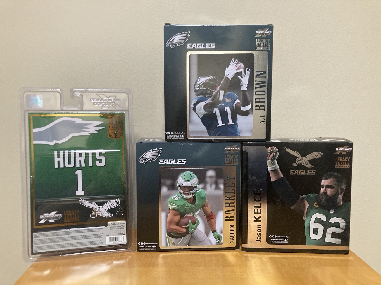 MCFARLANE NFL Philadelphia Eagles Lot Of 4 Jalen Hurts/Barkley/Kelce/A.J. Brown