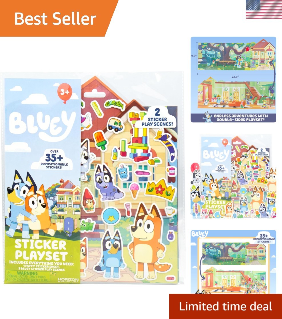 Creative Bluey Sticker Playset: 35+ Reusable Stickers for Interactive Play Fun