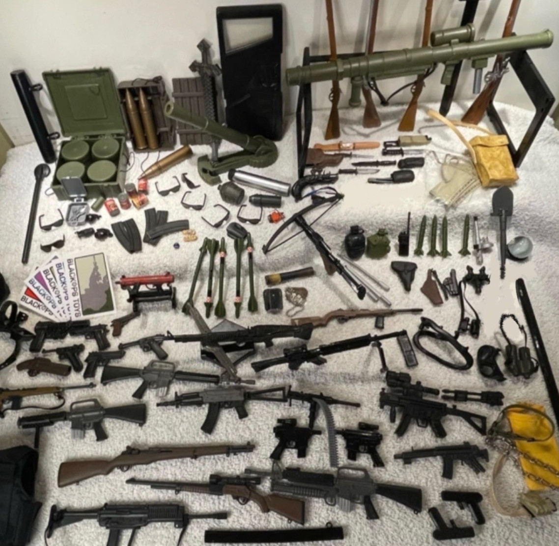 1:6 Custom Weapon Lot w Knives Guns Rockets Launchers Grenades Food Cans Glasses