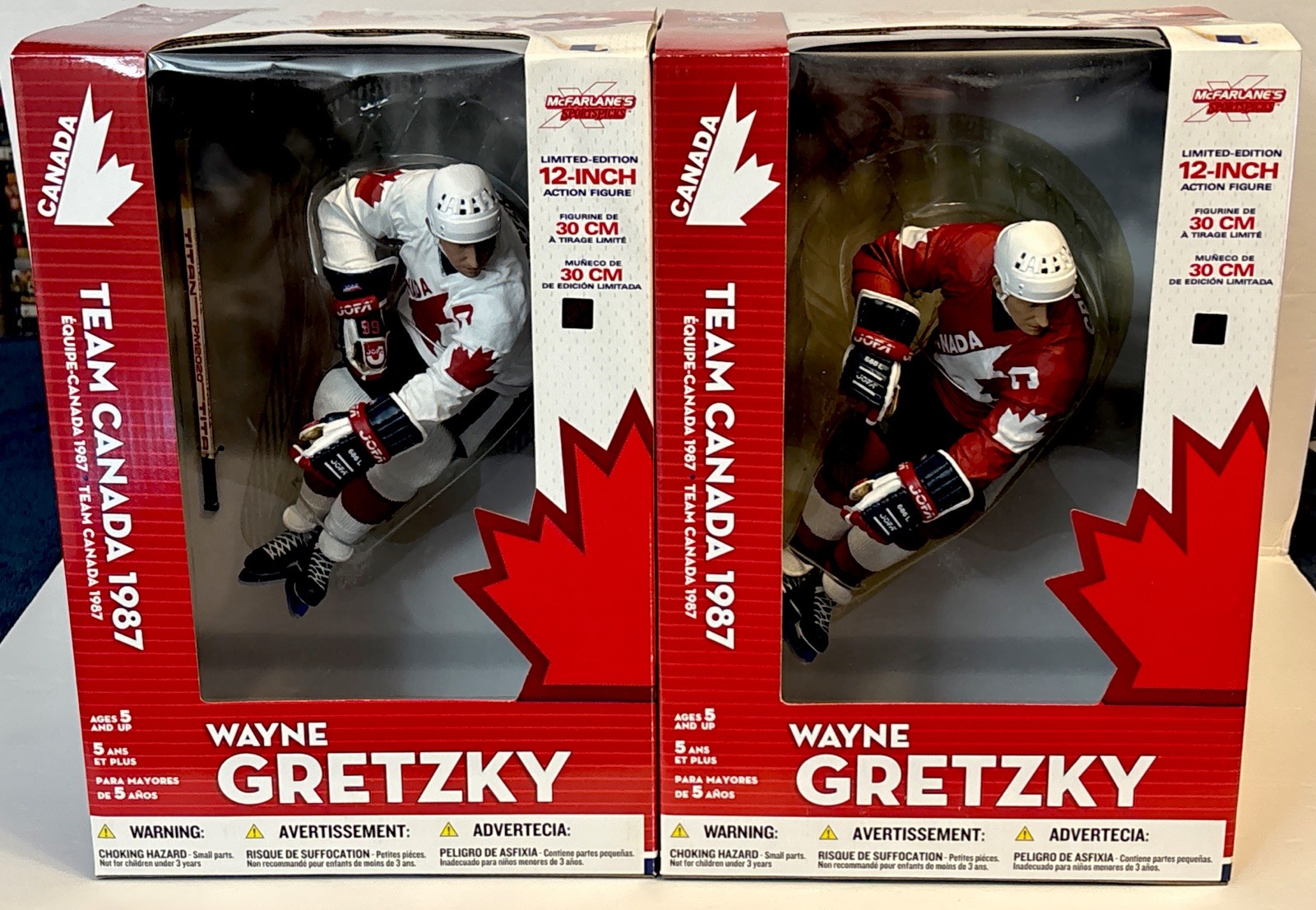 McFarlane WAYNE GRETZKY Team Canada Home/Away 12&Prime; LE Action Figures-SEALED CASE