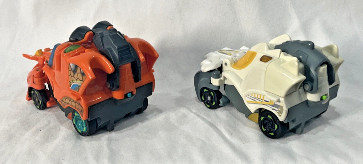 VTech Switch and Go Talking Dinos Turbo Lot of 2-Orange-White-Dart Triceratops